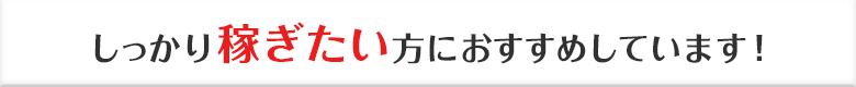 しっかり稼ぎたい方におすすめしています